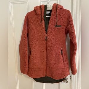 Burnt orange sweater coat. Columbia, Size XS. Has ample pocket space!